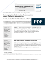 Hemorragia y Transfusión Masivas. Recomendaciones para La Elaboración de Un Protocolo