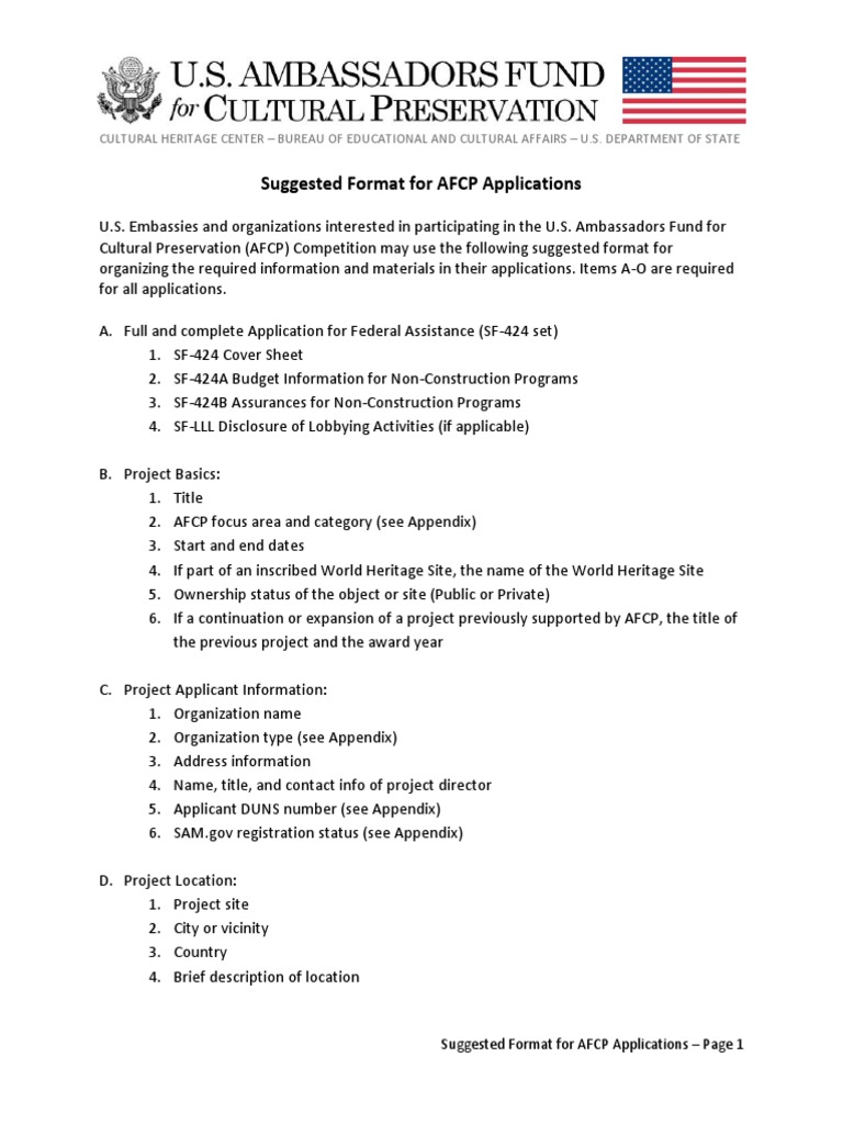AFCP Application Format Guide | PDF | United States Department Of State ...