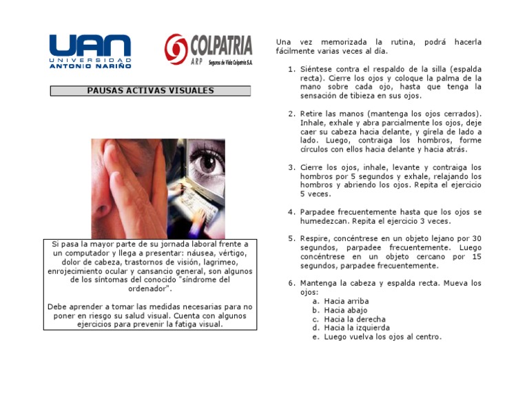 Ejercicios para Pausas Activas Visuales | PDF | Ojo | Medicina CLINICA