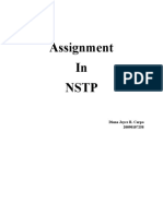 Assignment in NSTP: Diana Joyce R. Carpo 20090107258