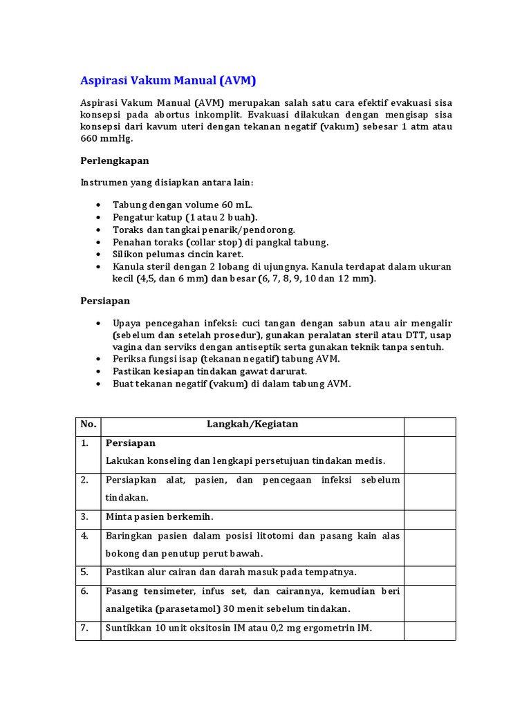 Panduan Aspirasi Vakum Manual (AVM) | PDF