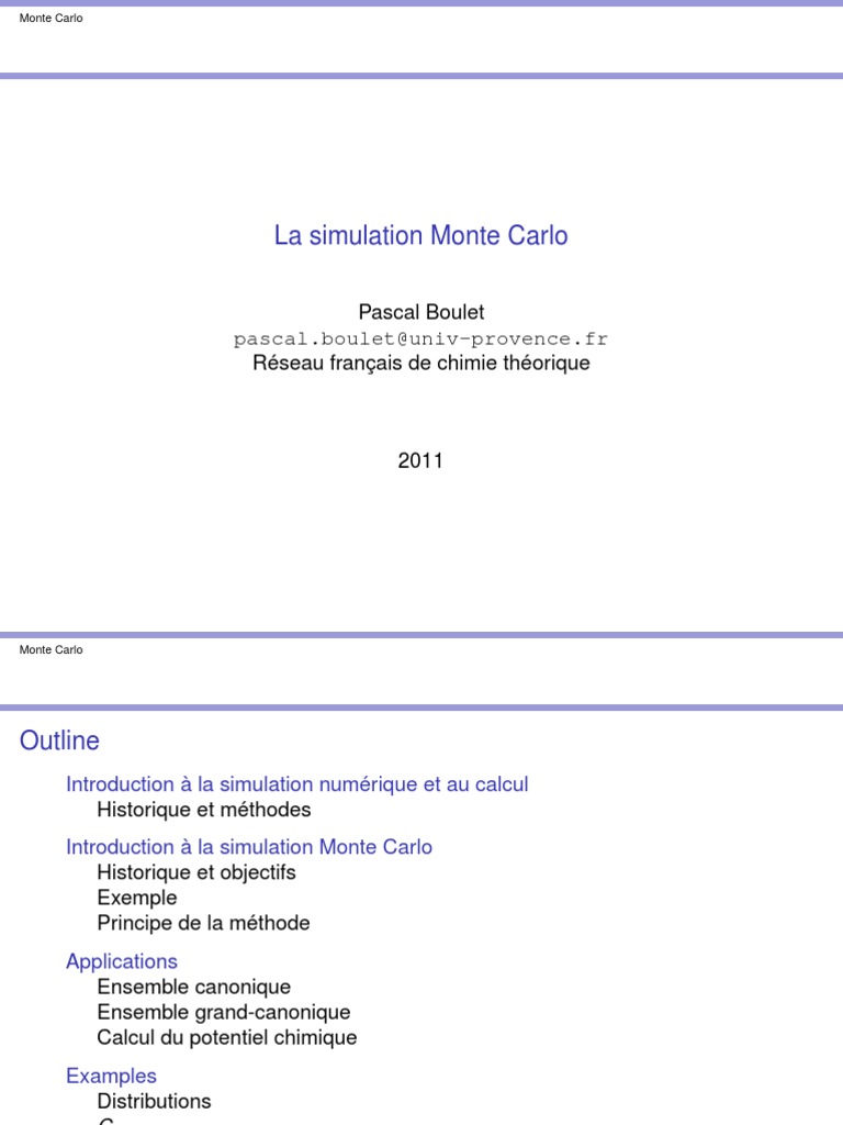 Simulation Monte Carlo en Physique | PDF | Méthode de Monte-Carlo ...