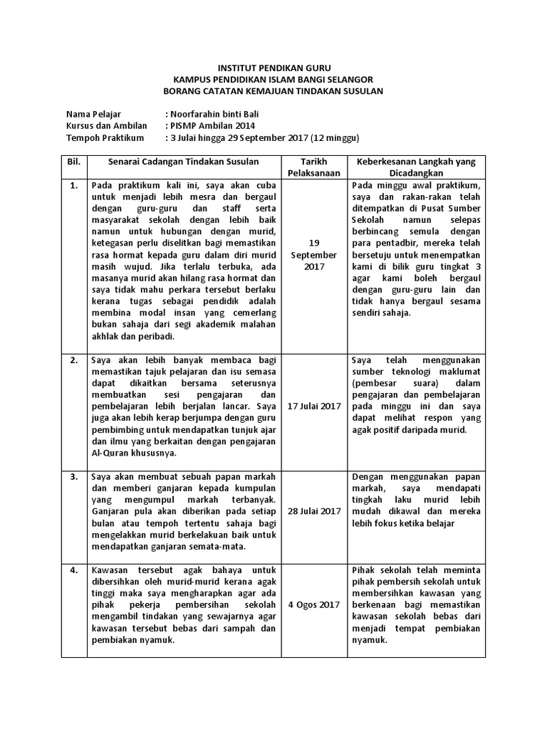 Tindakan Susulan Pdf