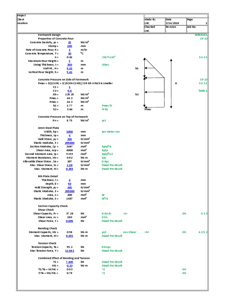 Tunnel Steel Formwork Design | PDF | Screw | Bending