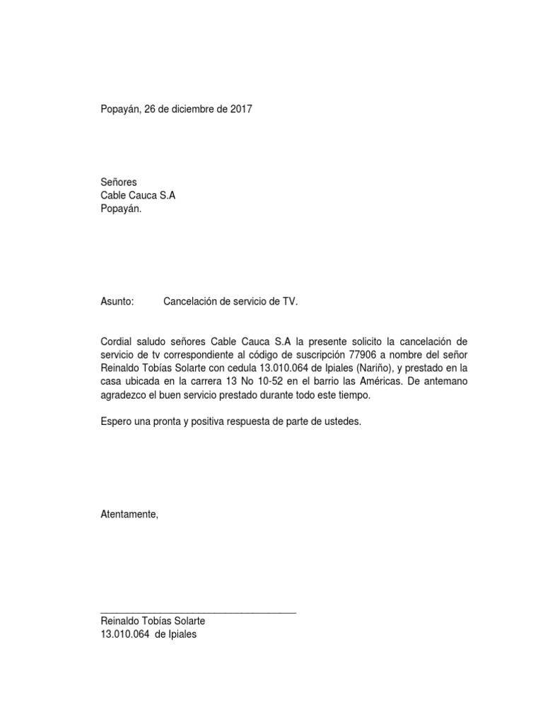 Modelo Carta de Retiro de Servicios | PDF