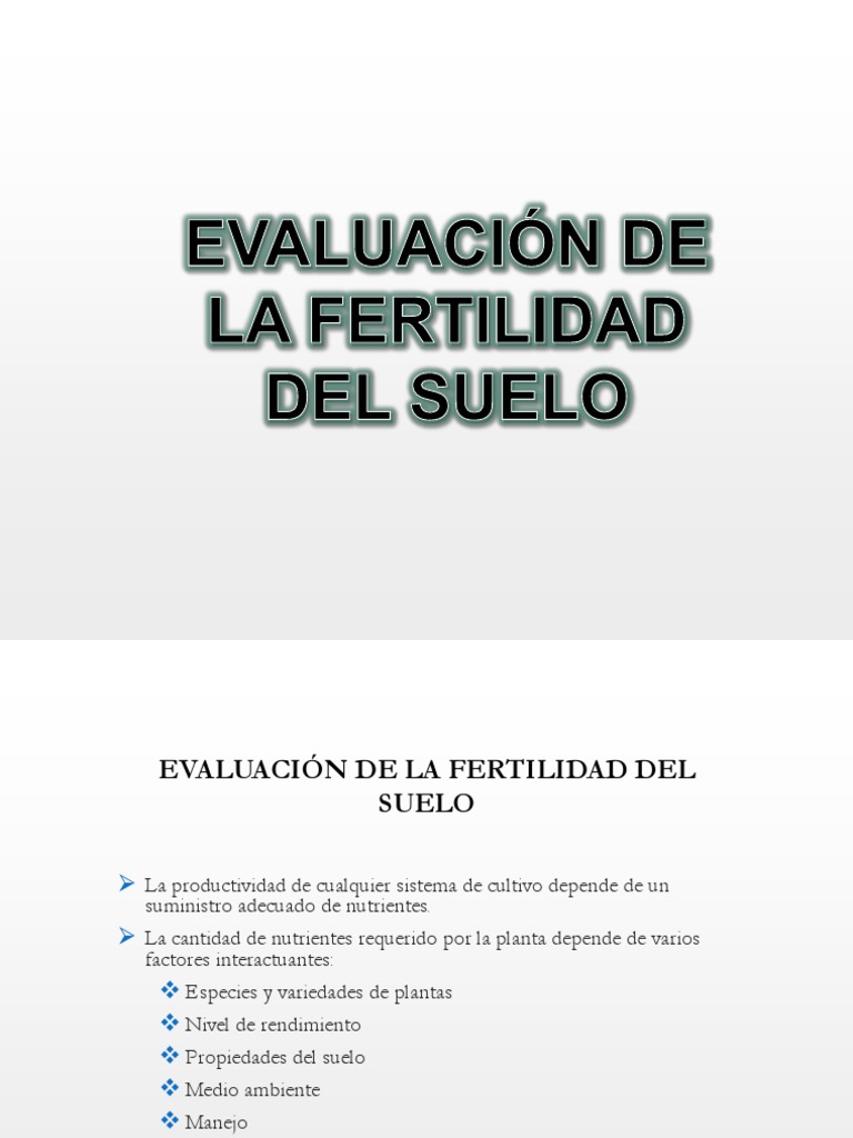 Evaluacion de La Fertilidad Del Suelo | PDF | Suelo | Plantas