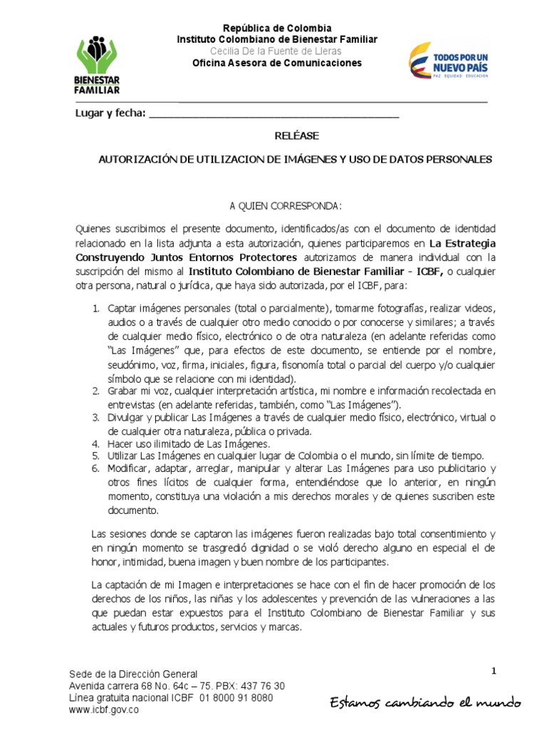modelo de autorización uso de datos consentimiento informado y uso de