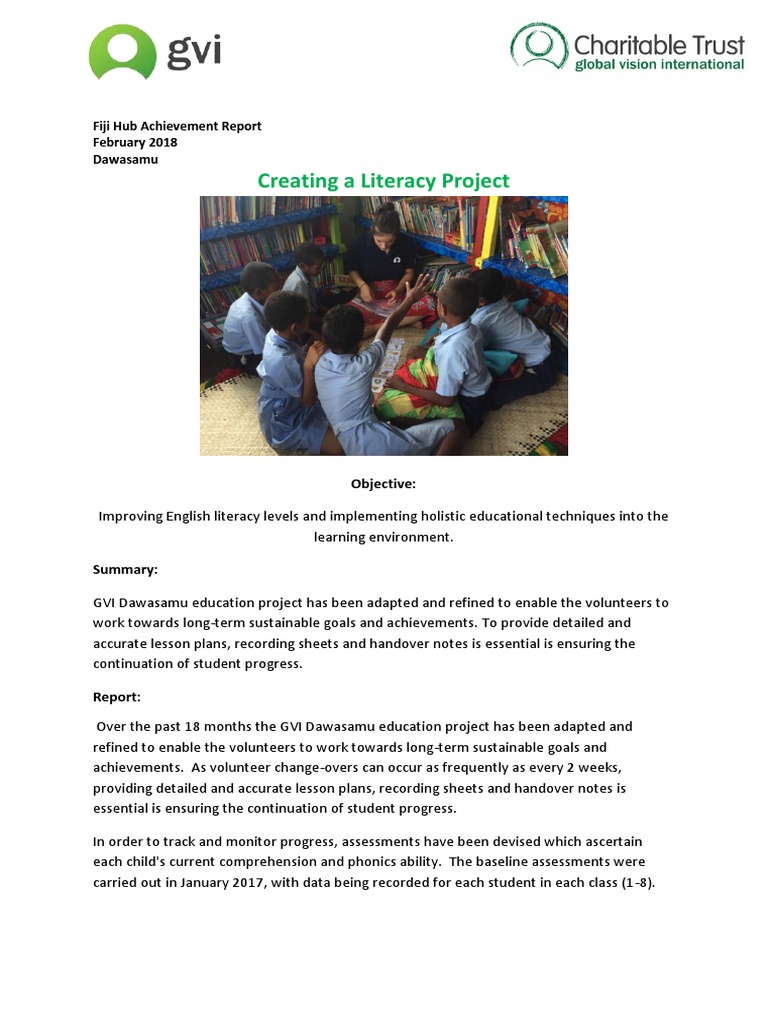 Dawasamu Literacy Project Progress Report | PDF | Reading Comprehension ...