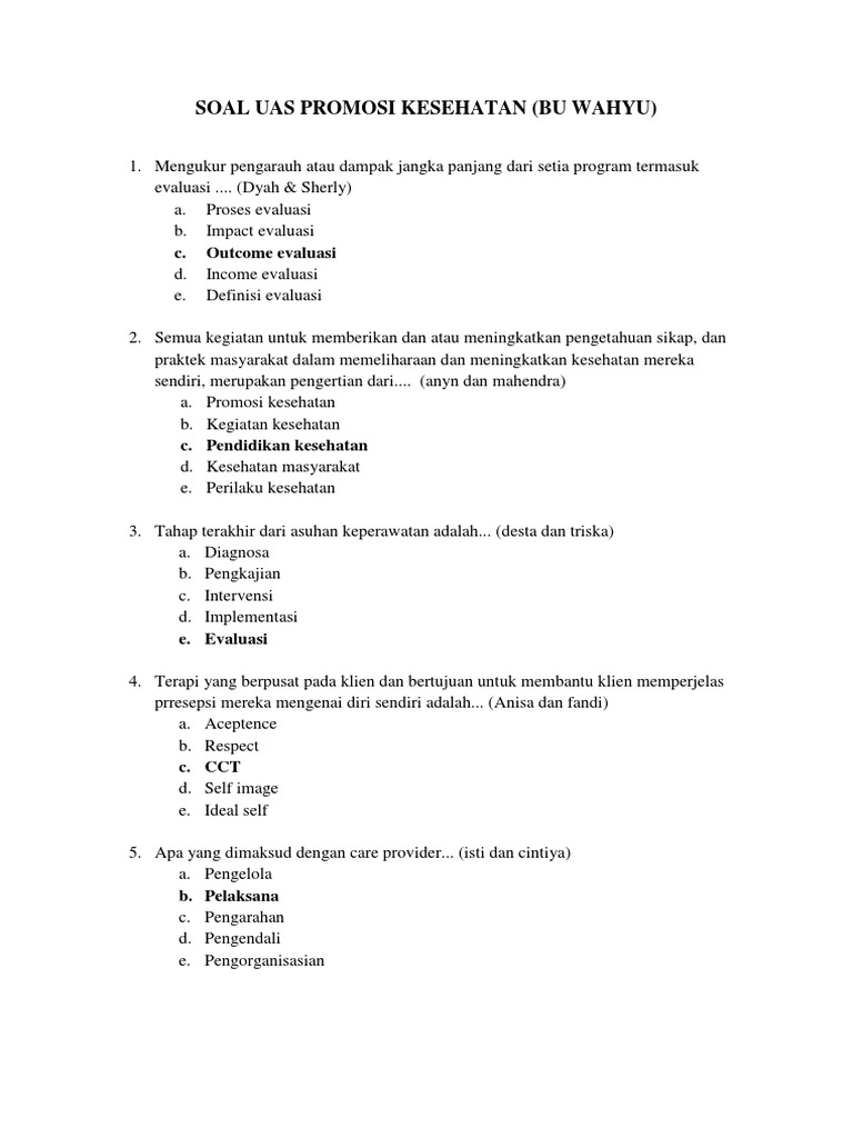 Kumpulkan Soal Promkes
