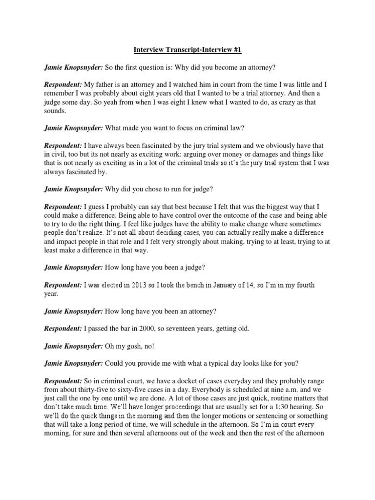 Interview Transcript | PDF | Recidivism | Law Clerk