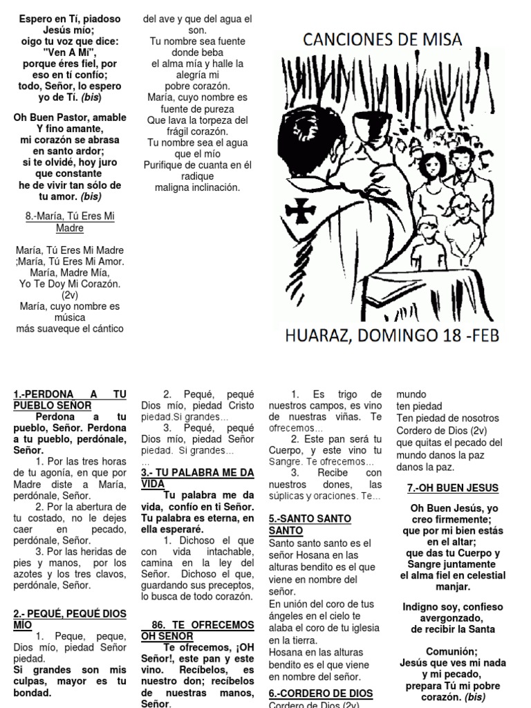 Canciones de Misa Domingo 18 de Febrero PDF María, madre de Jesús