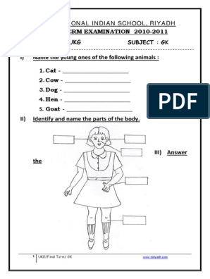 ukg gk finalterm worksheet pdf