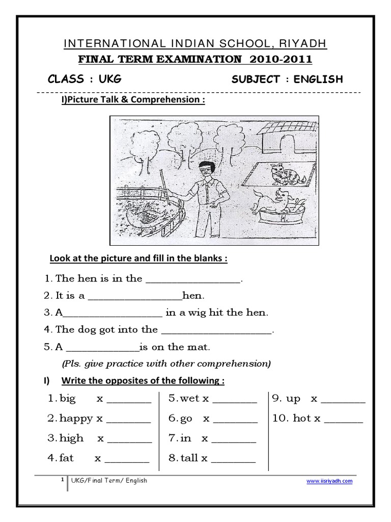 Ukg English Finalterm Worksheet Pdf