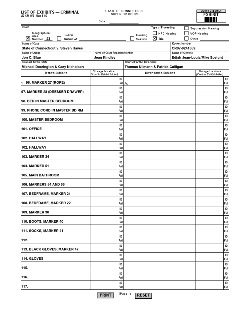 Criminal Exhibit List Template | PDF | Government Institutions | Social ...