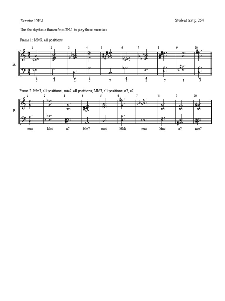 Exercise 12H1 Use The Rhythmic Frames From 2H1 To Play These