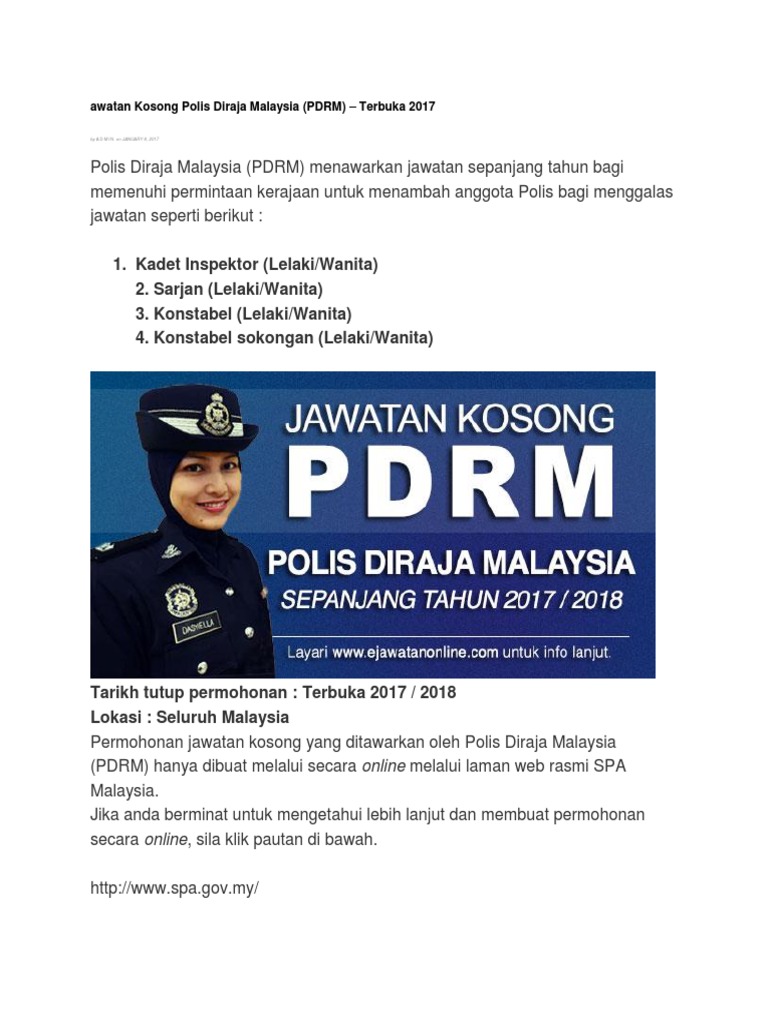 Borang Permohonan Polis 2017