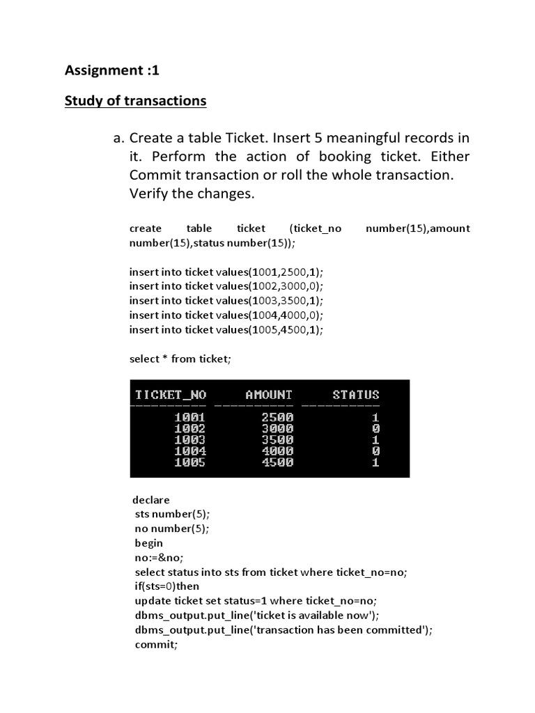 assignment for dbms