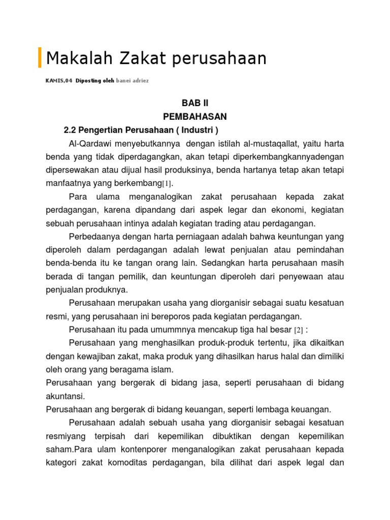 Makalah Zakat Perusahaan