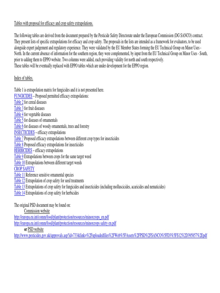 Efficacy and Crop Safety Extrapolations | PDF | Vegetables | Botany