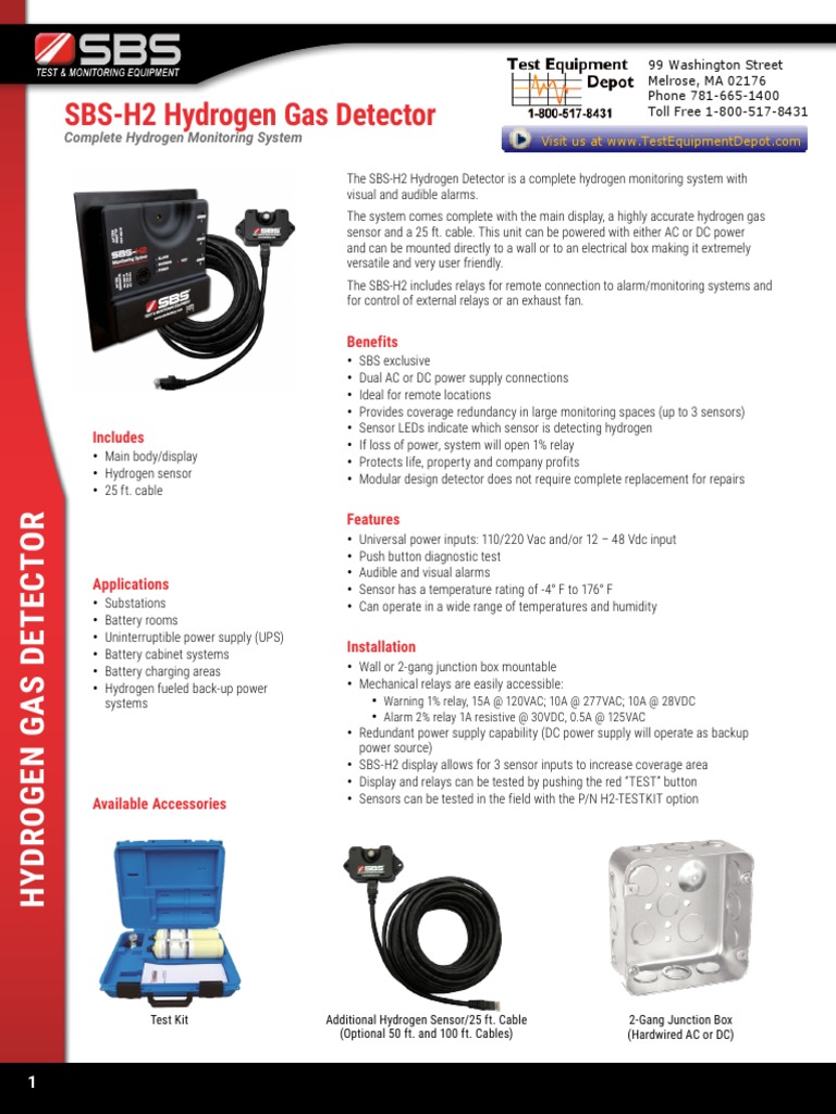 SBSH2 Hydrogen Gas Detector User Guide PDF Power Supply Relay