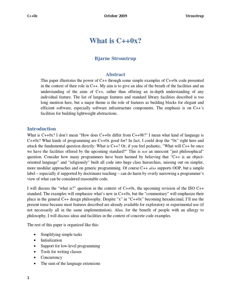 What Is C++0x?: Bjarne Stroustrup | PDF | C++ | Programming Paradigms