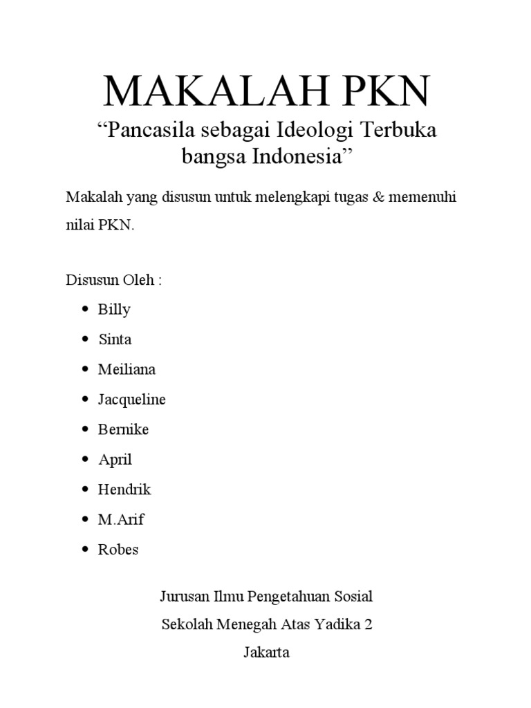 Contoh Makalah Tentang Pkn