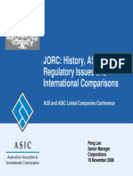 JORC: History, ASIC Regulatory Issues and International Comparisons