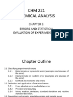 CHM 221 Chemical Analysis: Errors and Statistical Evaluation of Experiment Data