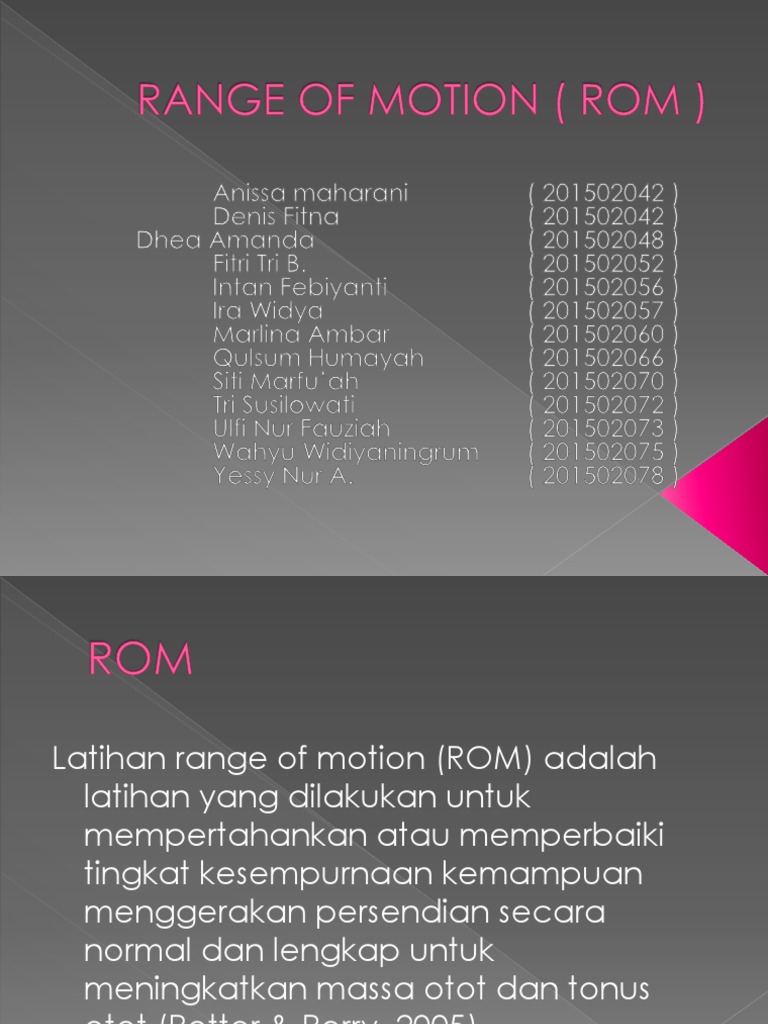 Latihan Range of Motion (ROM) untuk Rehabilitasi | PDF