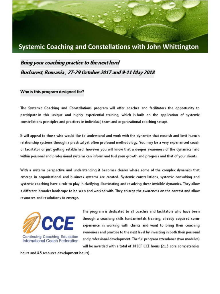 Systemic Coaching with John Whittington | PDF | Facilitator | Leadership