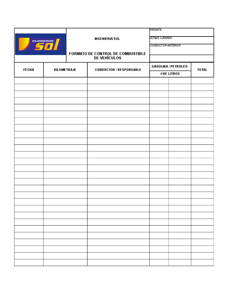 Formato de Control de Combustible | PDF