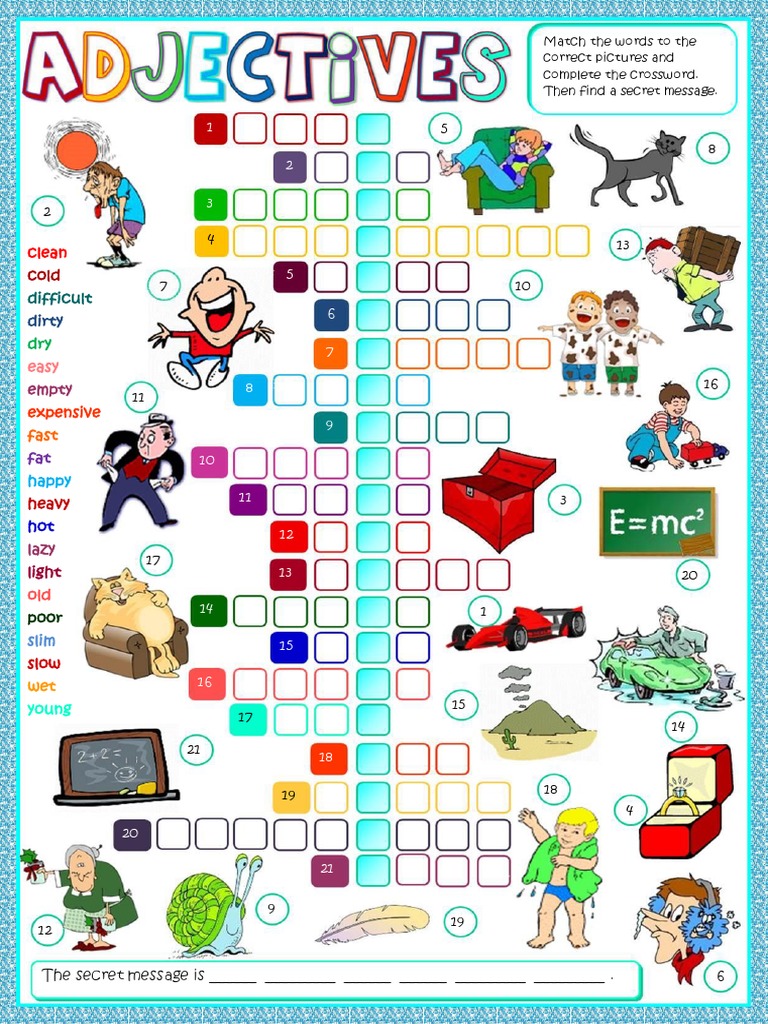 Adjectives crossword 3 4 | pdf | leisure