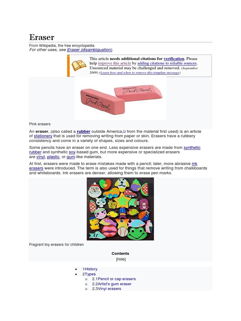 Eraser: For Other Uses, See | PDF | Tools | Writing Implements