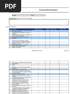 Technical Bid Evaluation Report