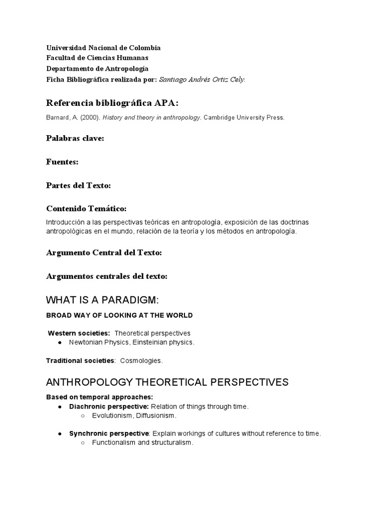 Cap1, Barnard, History and Theory in Anthropology PDF