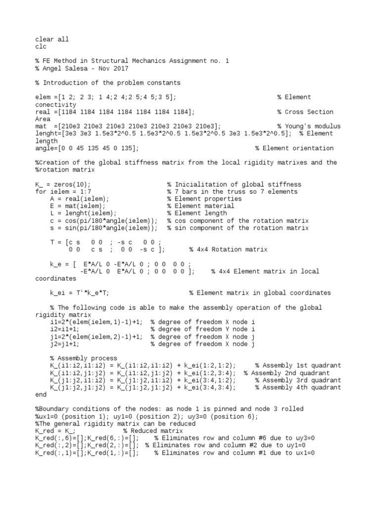 Devv2 Matlab Code For Computing Fem Stiffness Algebra