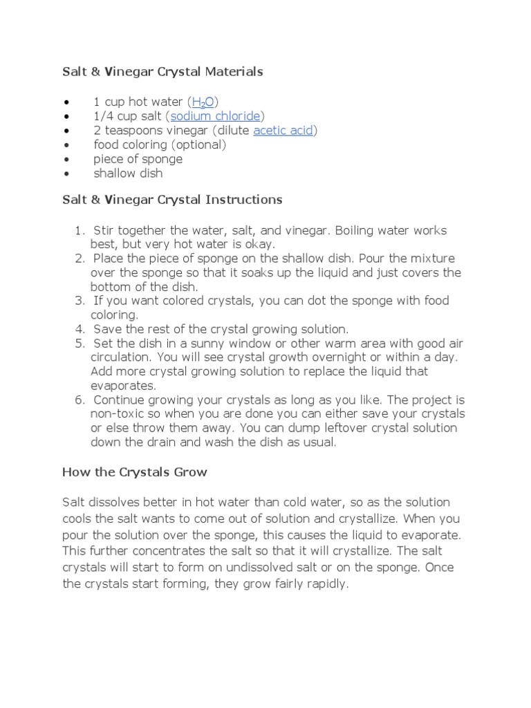 Growing Salt and Vinegar Crystals A Simple Science Experiment on