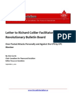 Letter to Richard Collier Facilitator Revolutionary Bulletin Board