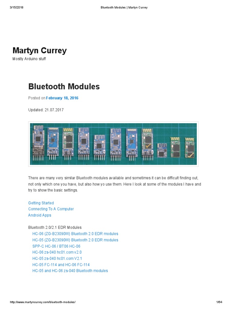 Bluetooth Modules - Martyn Currey PDF | PDF | Bluetooth ...