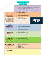 Calendário de Provas