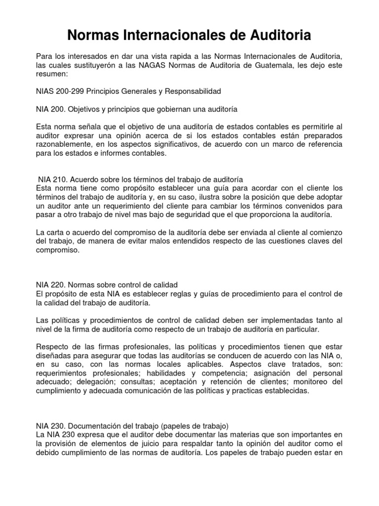 Normas Internacionales de Auditoria | PDF | Contralor | Contabilidad