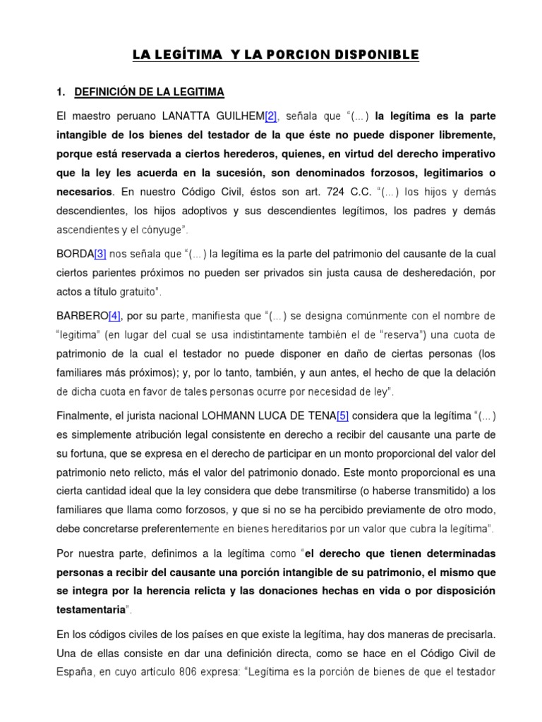 Definición y Fundamento de la Legítima | PDF | Herencia | Voluntad y ...