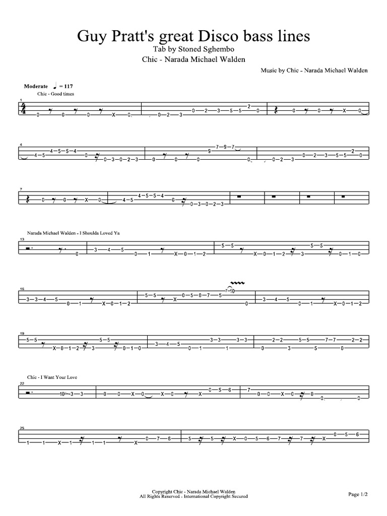 Guy Pratt's Great Disco Bass Lines Tab PDF
