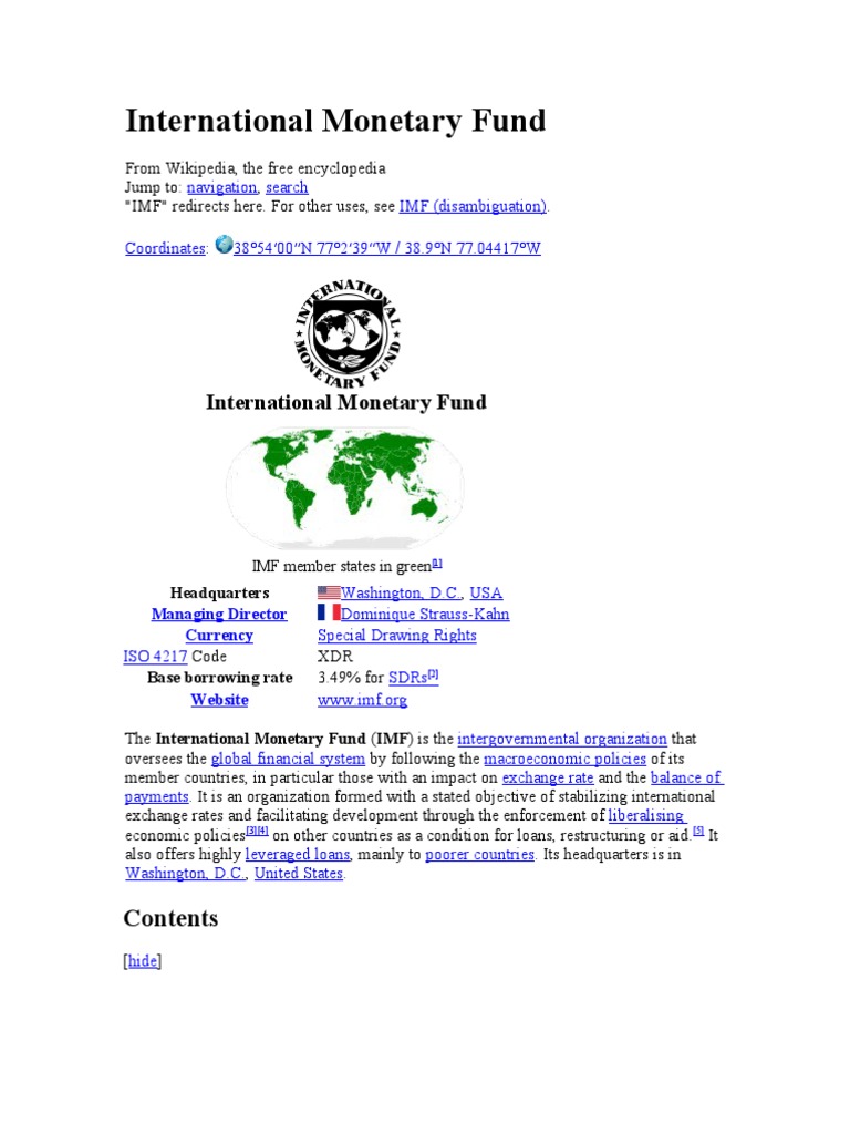 International Monetary Fund | PDF | Federal Government Of The United ...