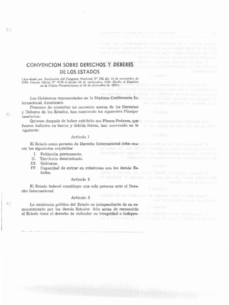 Convención Sobre Los Derechos y Deberes de Los Estados | PDF | Estado ...