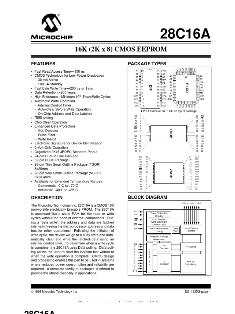 28C16A CMOS EEPROM Specifications | PDF | Random Access Memory ...