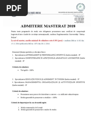 Admitere 2018 Master Criterii Si Calendar