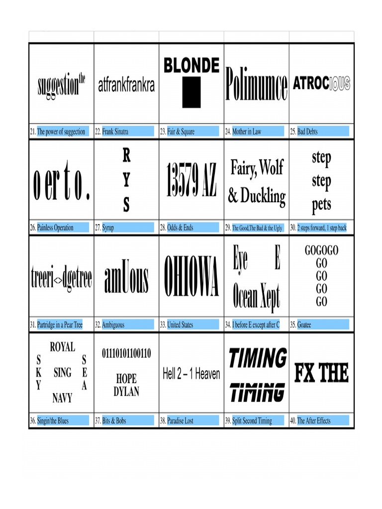 Dingbats Answers