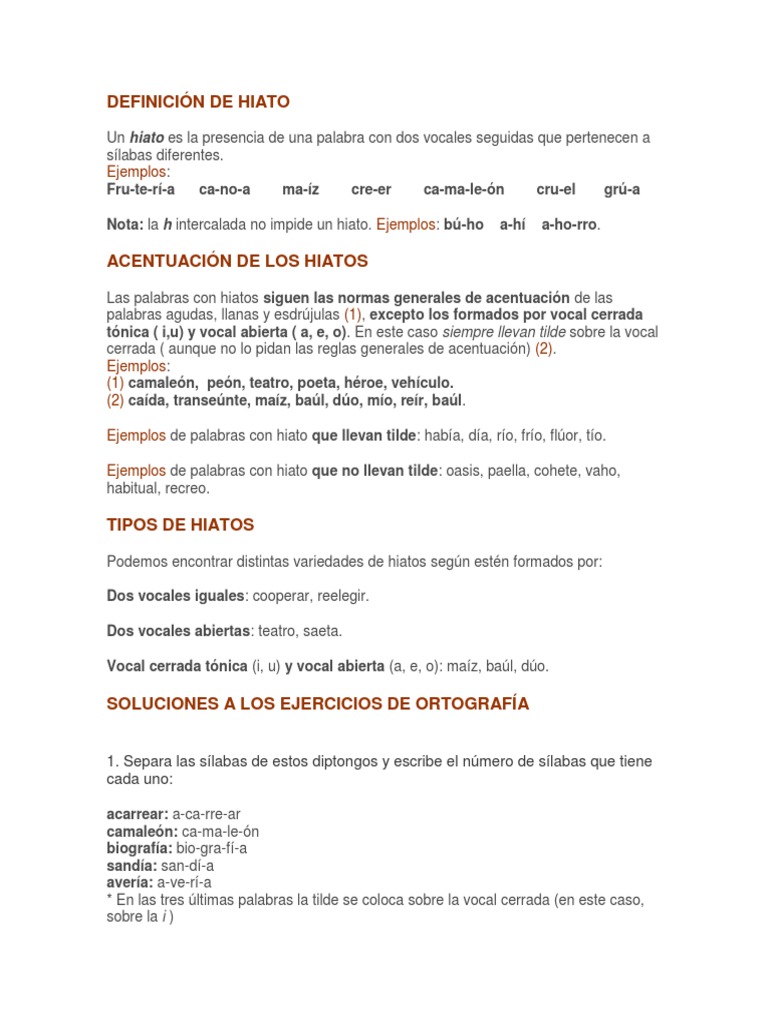 Definicion De Hiato Idiomas Artes Del Lenguaje Y Disciplina