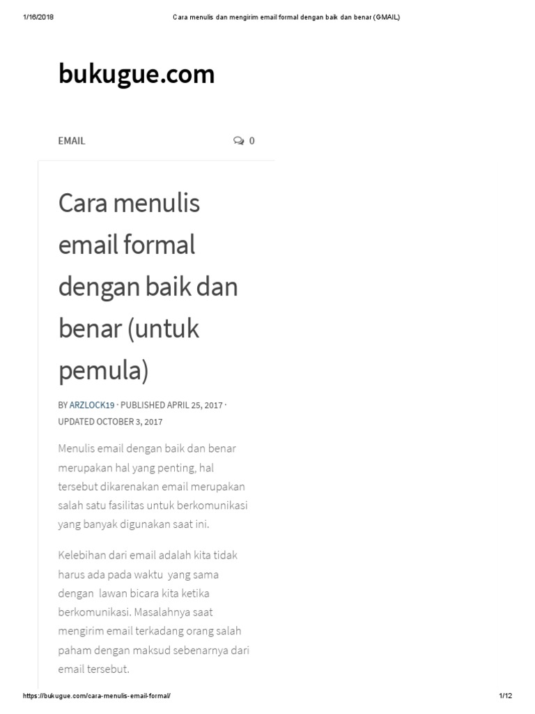 Cara Menulis Dan Mengirim Email Formal Dengan Baik Dan Benar Gmail Pdf
